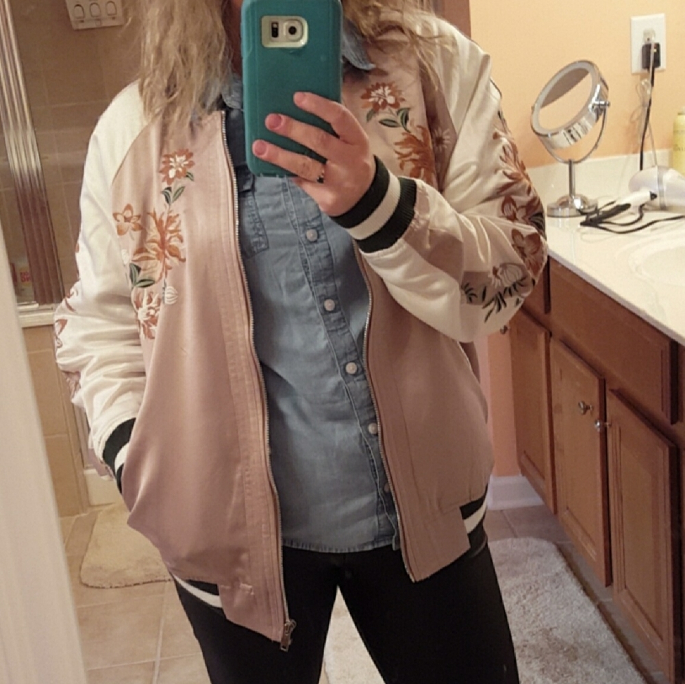 Cream Floral Bomber Jacket